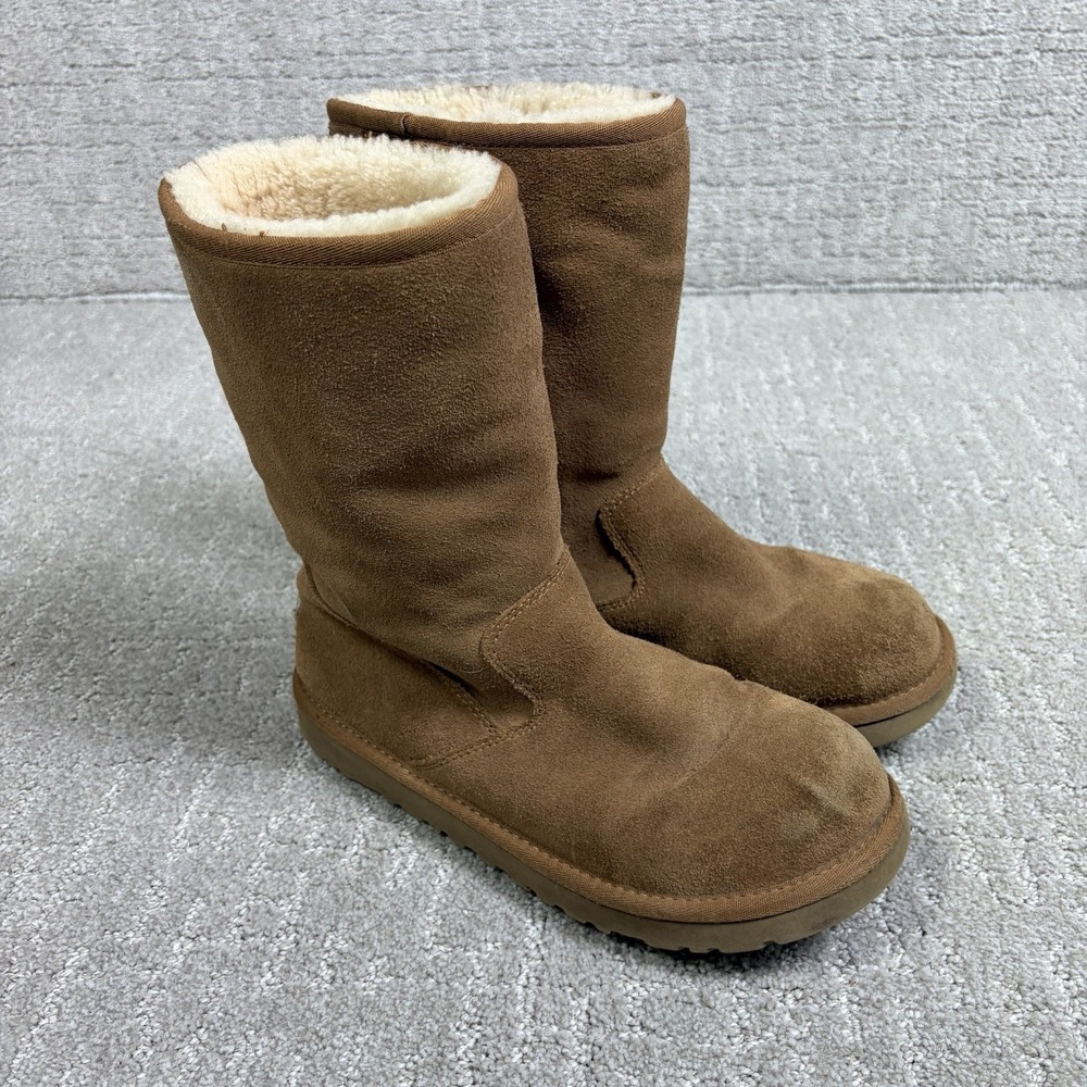 UGG Women's 6 Lil Sunshine 5948 Chestnut Suede Sheepskin Winter Zip Boots